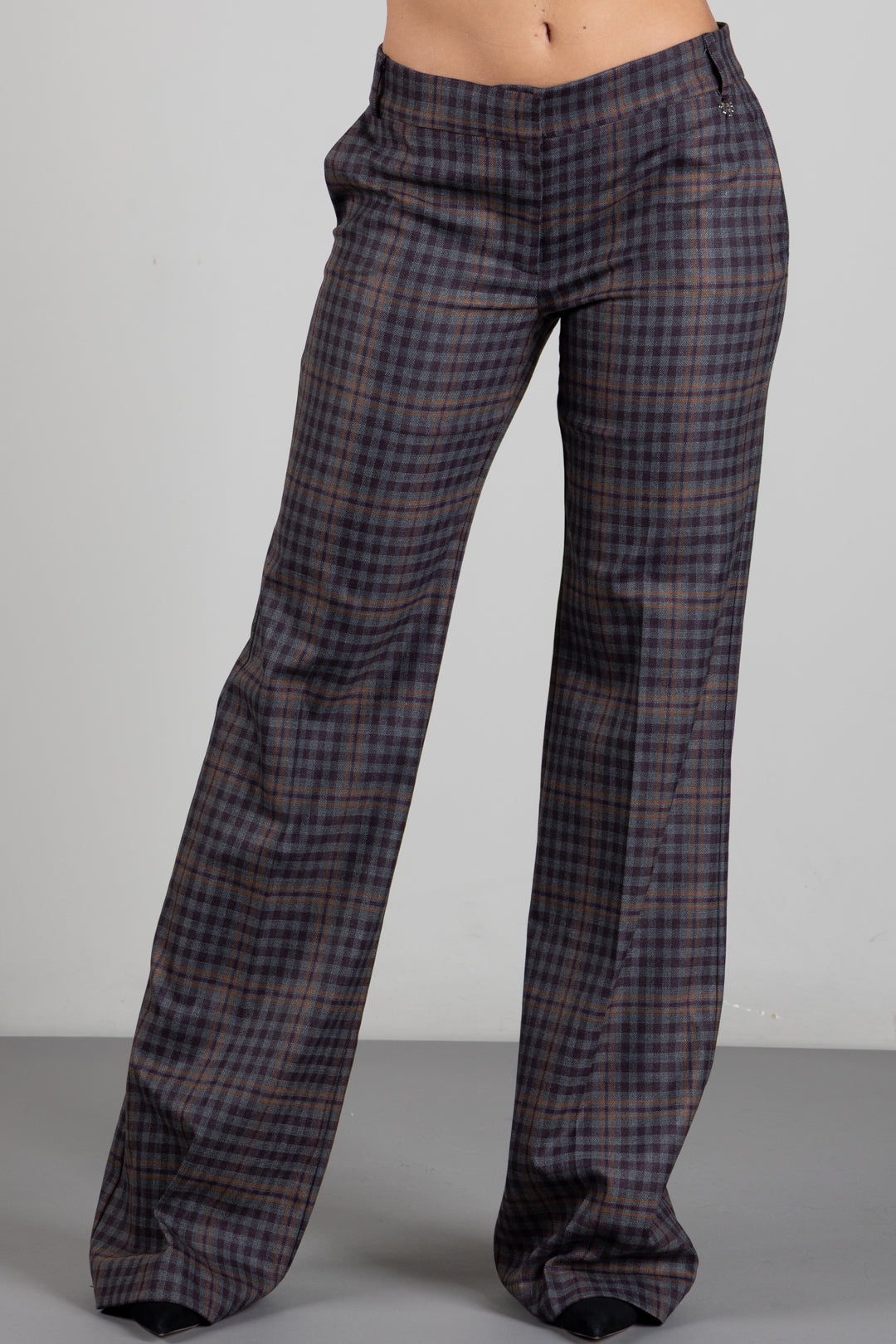 Aniye By Pantaloni Dritti In Check con Piega Stirata 181103 WINE CHECK :AI26