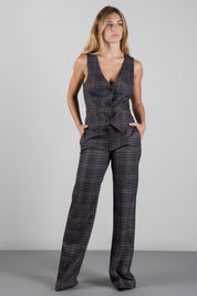 Aniye By Pantaloni Dritti In Check con Piega Stirata 181103 WINE CHECK :AI26