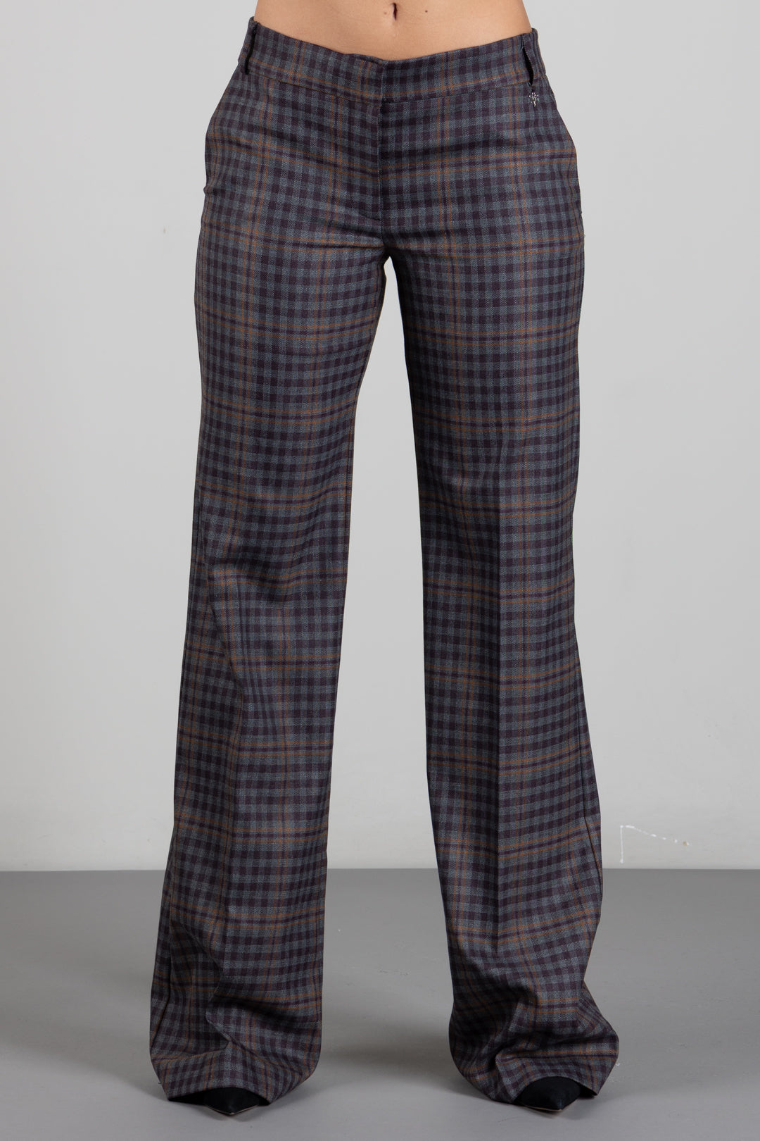 Aniye By Pantaloni Dritti In Check con Piega Stirata 181103 WINE CHECK :AI26