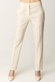 Twin-set Pantaloni Dritti In Misto Lino 251TP2168 MADREPERLA