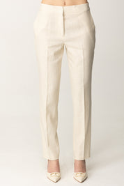 Twin-set Pantaloni Dritti In Misto Lino 251TP2168 MADREPERLA