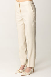 Twin-set Pantaloni Dritti In Misto Lino 251TP2168 MADREPERLA