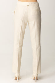 Twin-set Pantaloni Dritti In Misto Lino 251TP2168 MADREPERLA