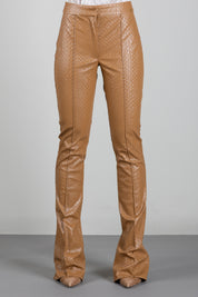 Elisabetta Franchi Pantaloni Effetto Pelle con Trama a Squame PA22567E2 DAINO