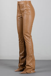 Elisabetta Franchi Pantaloni Effetto Pelle con Trama a Squame PA22567E2 DAINO