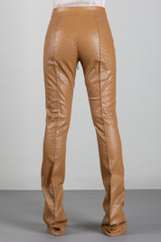 Elisabetta Franchi Pantaloni Effetto Pelle con Trama a Squame PA22567E2 DAINO