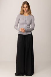 Manila Grace Pantaloni Extra Wide In Jersey Fluido NERO