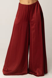 Manila Grace Pantaloni Extra Wide In Jersey Fluido P122VU BURGUNDY