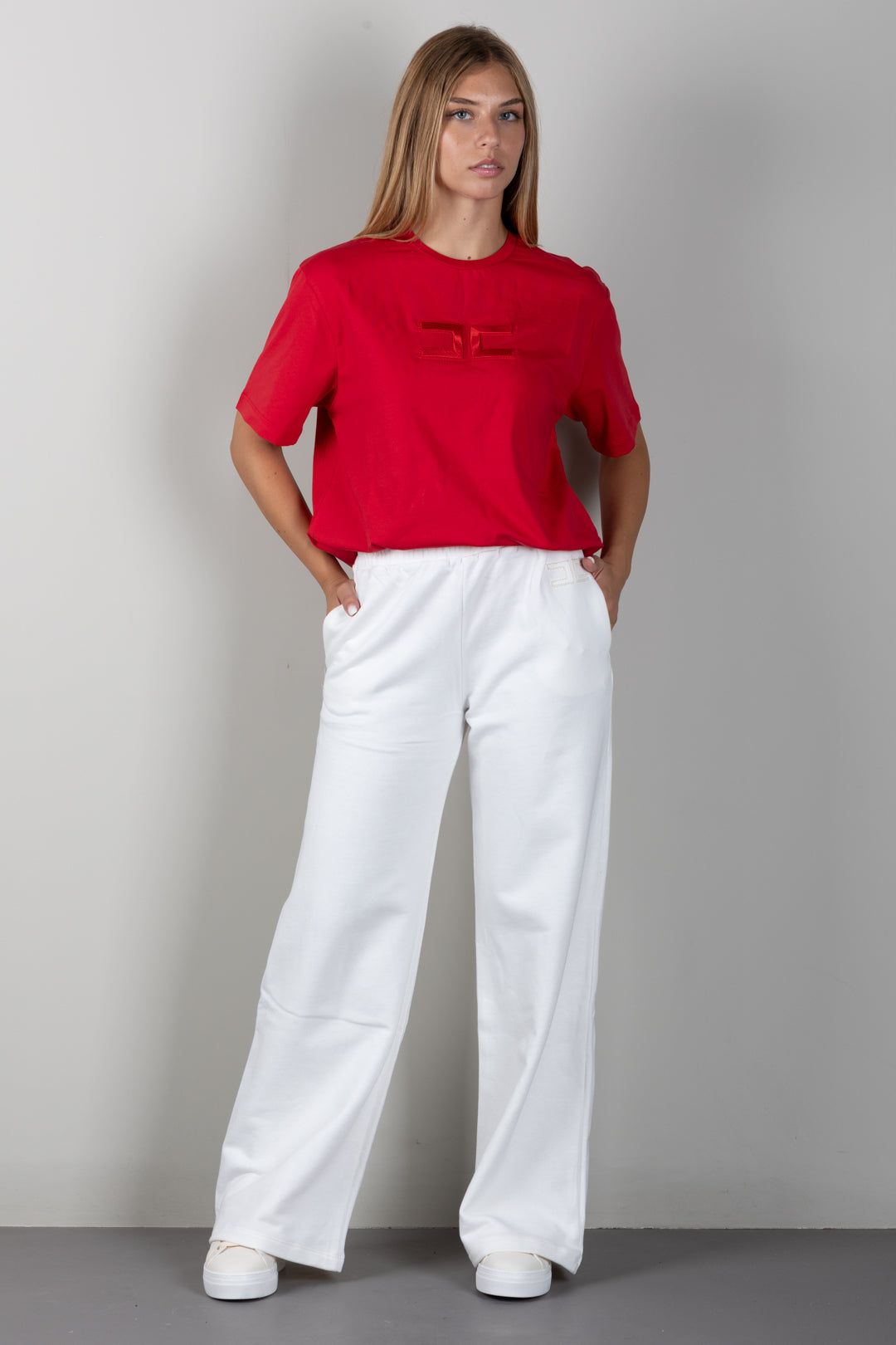 Elisabetta Franchi Bambina Pantaloni Felpa a Palazzo con Logo EFPA328CFF017.0067