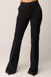 Manila Grace Pantaloni Flare a Vita Media P161VU NERO