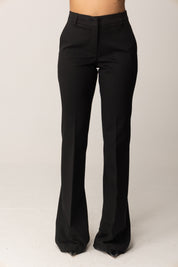 Manila Grace Pantaloni Flare a Vita Media P161VU NERO