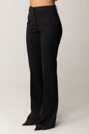 Manila Grace Pantaloni Flare a Vita Media P161VU NERO