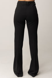 Manila Grace Pantaloni Flare a Vita Media P161VU NERO