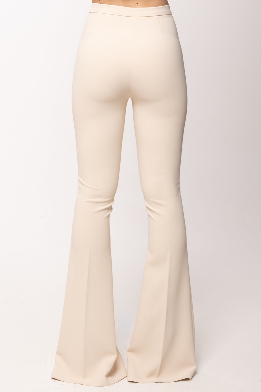 Elisabetta Franchi Pantaloni Flare con Spacco Frontale PA15961E2 BURRO/NERO