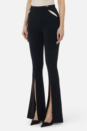 Elisabetta Franchi Pantaloni Flare con Spacco Frontale PA15961E2 NERO/BURRO