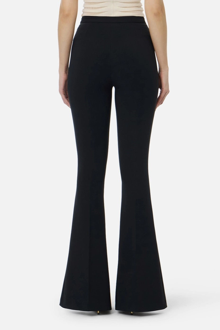 Elisabetta Franchi Pantaloni Flare con Spacco Frontale PA15961E2 NERO/BURRO
