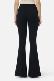 Elisabetta Franchi Pantaloni Flare con Spacco Frontale PA15961E2 NERO/BURRO