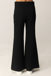 Elisabetta Franchi Bambina Pantaloni Flare In Crepe con Tasche Profilate EFPA3040GA085 NERO/MILK