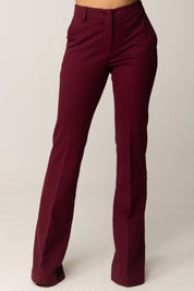 Manila Grace Pantaloni Flare In Tessuto Tecnico Stretch P161VU BURGUNDY