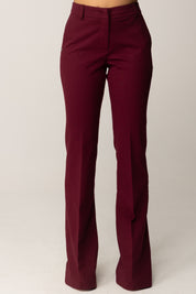 Manila Grace Pantaloni Flare In Tessuto Tecnico Stretch P161VU BURGUNDY