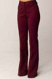 Manila Grace Pantaloni Flare In Tessuto Tecnico Stretch P161VU BURGUNDY