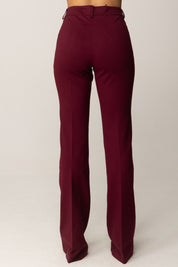 Manila Grace Pantaloni Flare In Tessuto Tecnico Stretch P161VU BURGUNDY