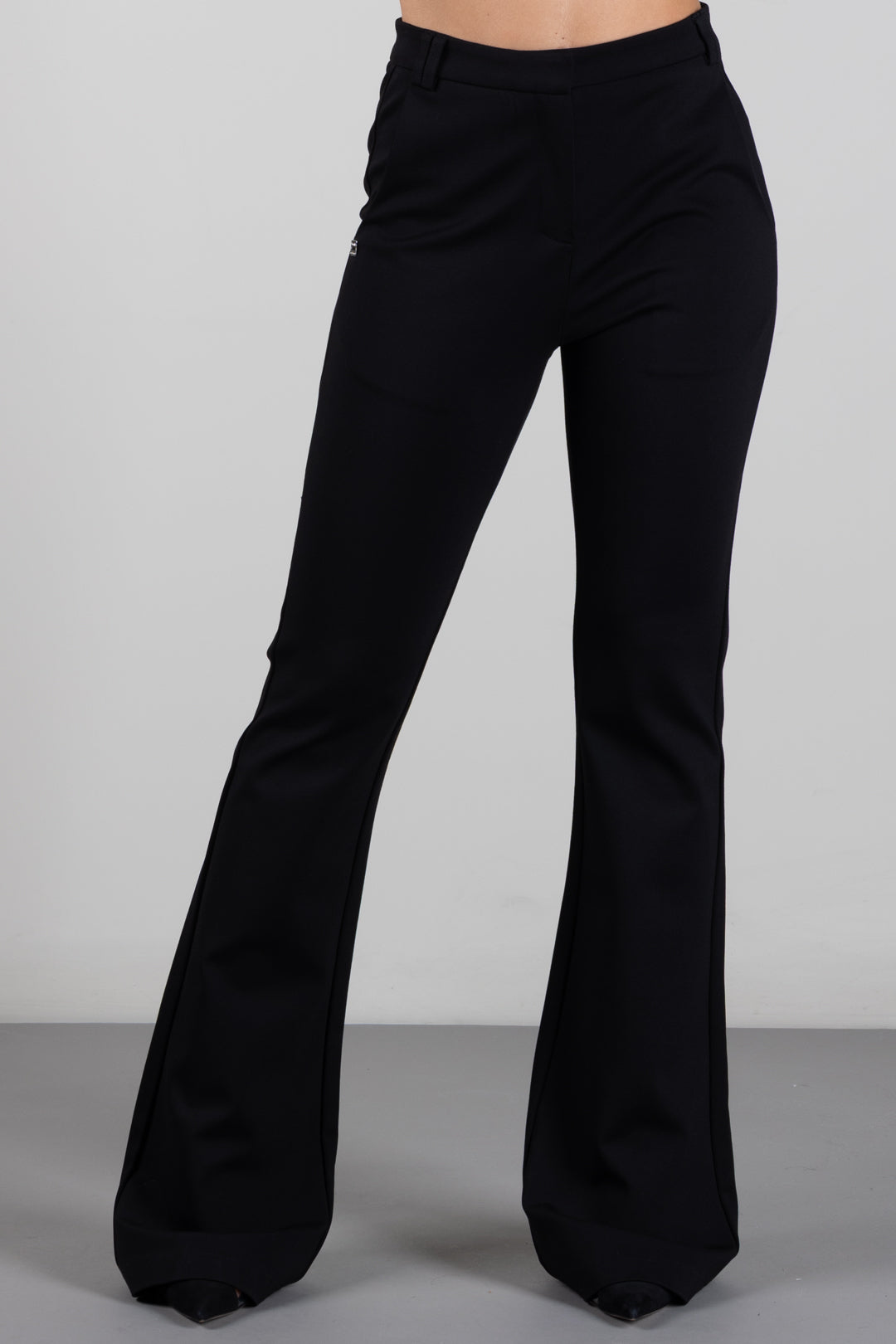 Manila Grace Pantaloni Flare Sartoriali a Vita Alta P004VU METEORITE :AI26