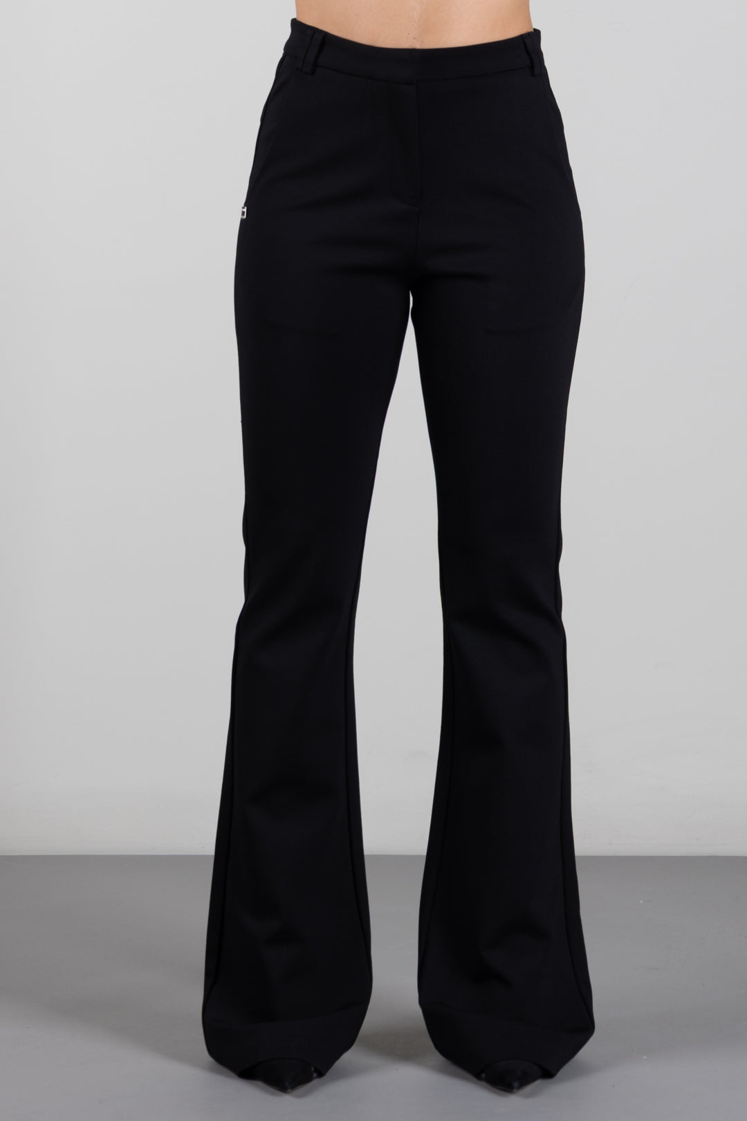 Manila Grace Pantaloni Flare Sartoriali a Vita Alta P004VU METEORITE :AI26