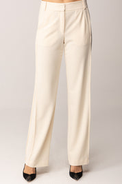 Patrizia Pepe Pantaloni Fluidi a Gamba Ampia 2P1712 A658 WOOLY WHITE