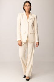 Patrizia Pepe Pantaloni Fluidi a Gamba Ampia 2P1712 A658 WOOLY WHITE