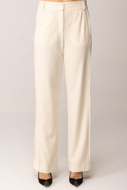 Patrizia Pepe Pantaloni Fluidi a Gamba Ampia 2P1712 A658 WOOLY WHITE
