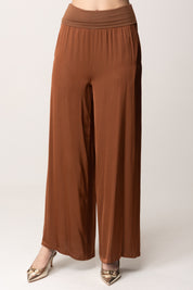 Manila Grace Pantaloni Fluidi con Baschina P050VU TERRA