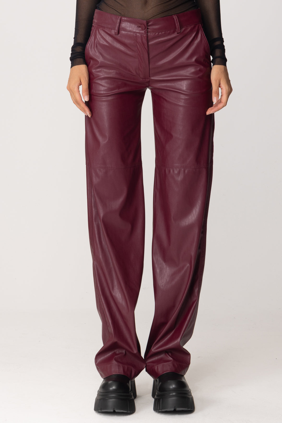 Scarpe Leather Pants Abbinare Pantaloni Di Pelle Bordeaux Biba