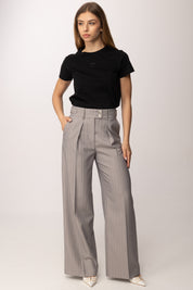 Patrizia Pepe Pantaloni Gessati Wide Leg 8P0822 A718 GRAY STRIPES