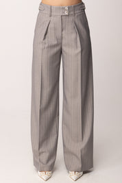 Patrizia Pepe Pantaloni Gessati Wide Leg 8P0822 A718 GRAY STRIPES