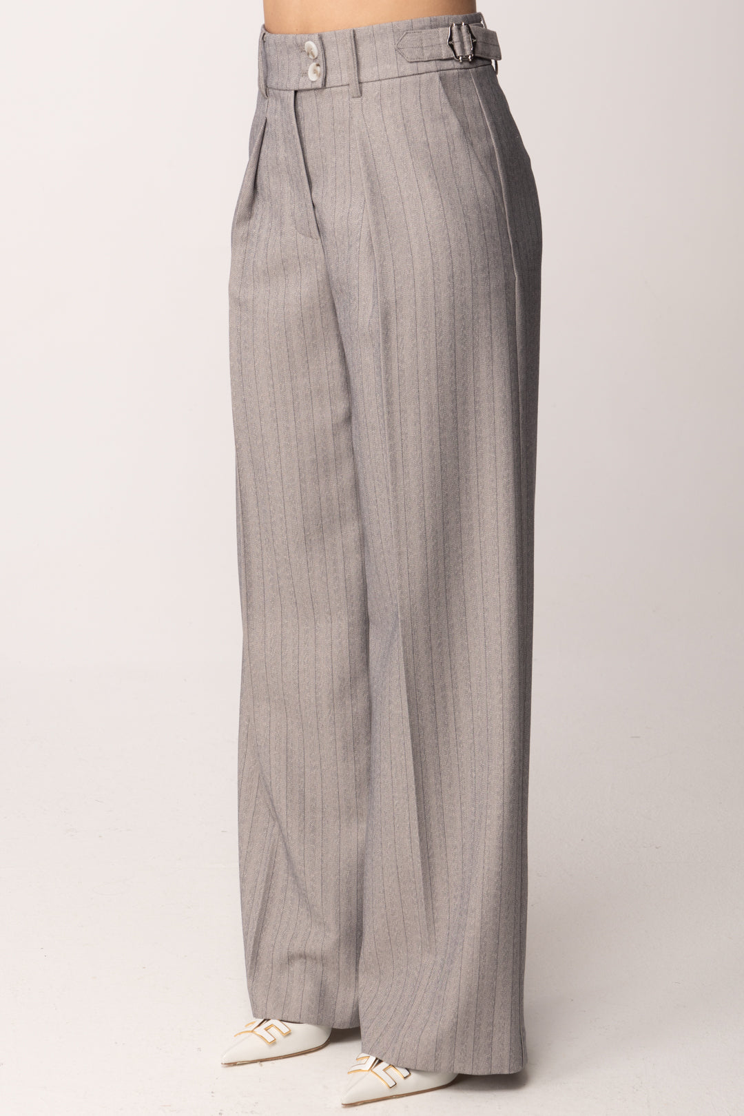 Patrizia Pepe Pantaloni Gessati Wide Leg 8P0822 A718 GRAY STRIPES