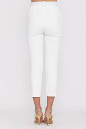 Elisabetta Franchi Pantaloni In Bielastico con Cintura PA13261E2 AVORIO