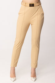 Elisabetta Franchi Pantaloni In Bielastico con Cintura PA13261E2 CAMMELLO
