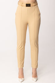 Elisabetta Franchi Pantaloni In Bielastico con Cintura PA13261E2 CAMMELLO