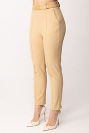 Elisabetta Franchi Pantaloni In Bielastico con Cintura PA13261E2 CAMMELLO