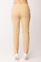 Elisabetta Franchi Pantaloni In Bielastico con Cintura PA13261E2 CAMMELLO