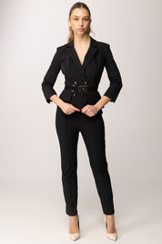 Elisabetta Franchi Pantaloni In Bielastico con Cintura PA13261E2 NERO