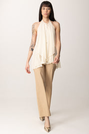 Manila Grace Pantaloni In Cotone Straight P264CU FIENO