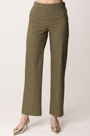 Manila Grace Pantaloni In Cotone Straight P264CU FORESTA