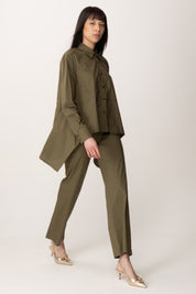 Manila Grace Pantaloni In Cotone Straight P264CU FORESTA