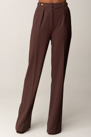 Elisabetta Franchi Pantaloni In Crêpe con Accessorio Gioiello PA09956E2 MERLOT