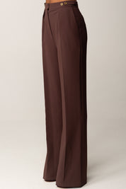 Elisabetta Franchi Pantaloni In Crêpe con Accessorio Gioiello PA09956E2 MERLOT