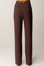 Elisabetta Franchi Pantaloni In Crêpe con Accessorio Gioiello PA09956E2 MERLOT