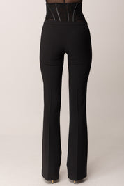 Elisabetta Franchi Pantaloni In Crêpe Leggero con Ganci Gioiello PA13257E2 NERO