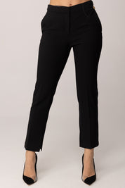 Elisabetta Franchi Pantaloni In Crêpe Leggero con Logo Charm
 PA16661E2 NERO